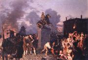 Johannes Adam  Oertel Pulling Down the Statue of King George III Spain oil painting artist